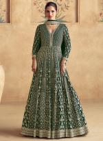 Georgette Green Wedding Wear Sequins Work Readymade Anarkali Suit